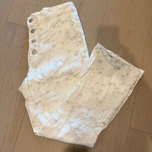 J. Crew Billie Demi Boot Crop Jeans - ivory eyelet